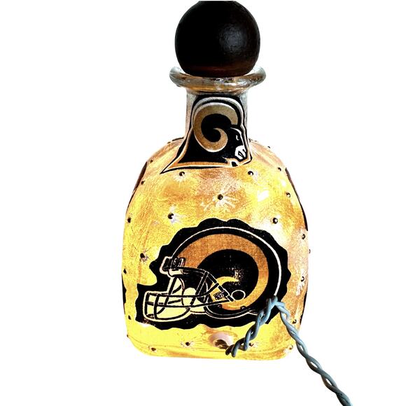 Los Angeles LA Rams Designer Glass Bottle w/ Lights *Unique Gift Idea - Picture 3 of 9